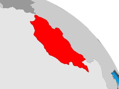 Moğolistan basit mavi siyasi 3d dünya üzerinde. 3D çizim.