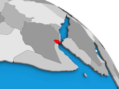 Cibuti basit mavi siyasi 3d dünya üzerinde. 3D çizim.
