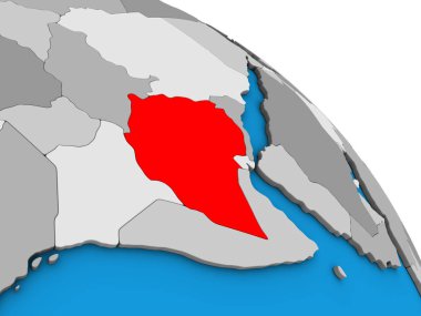 Etiyopya basit mavi siyasi 3d dünya üzerinde. 3D çizim.