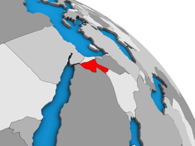 Jordan basit mavi siyasi 3d dünya üzerinde. 3D çizim.