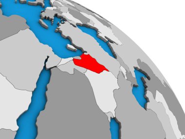 Suriye basit mavi siyasi 3d dünya üzerinde. 3D çizim.