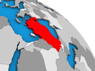 Basit mavi siyasi 3d Globe Türkiye. 3D çizim.