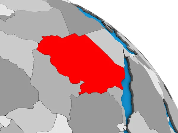 Sudan Basit Mavi Siyasi Dünya Üzerinde Çizim — Stok fotoğraf