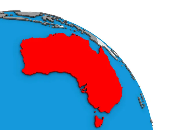 Αυστραλία Απλό Μπλε Πολιτικό Τρισδιάστατη Υδρόγειο Απεικόνιση — Φωτογραφία Αρχείου