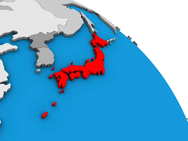 Япония Простом Голубом Политическом Глобусе Иллюстрация — стоковое фото