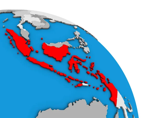 Indonezja Prosty Niebieski Globus Polityczny Ilustracja — Zdjęcie stockowe