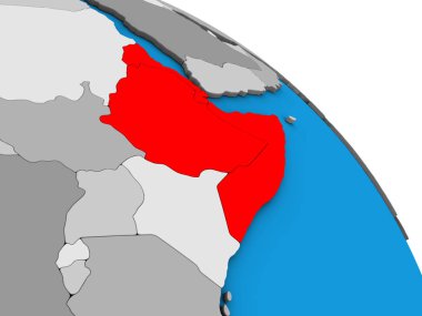 Afrika Boynuzu basit mavi siyasi 3d dünya üzerinde. 3D çizim.