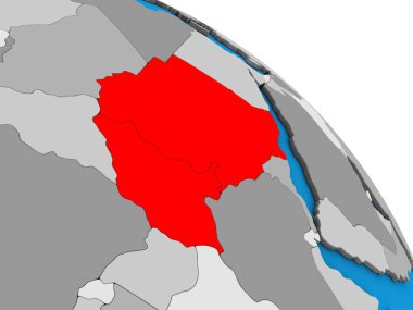 Sudan basit mavi siyasi 3d dünya üzerinde. 3D çizim.