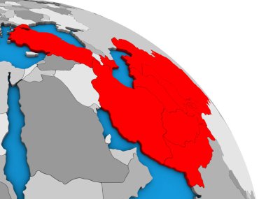 Eko üye devletler basit mavi siyasi 3d dünya üzerinde. 3D çizim.