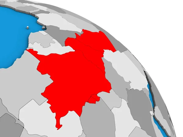 Центральная Африка Простом Голубом Политическом Глобусе Иллюстрация — стоковое фото