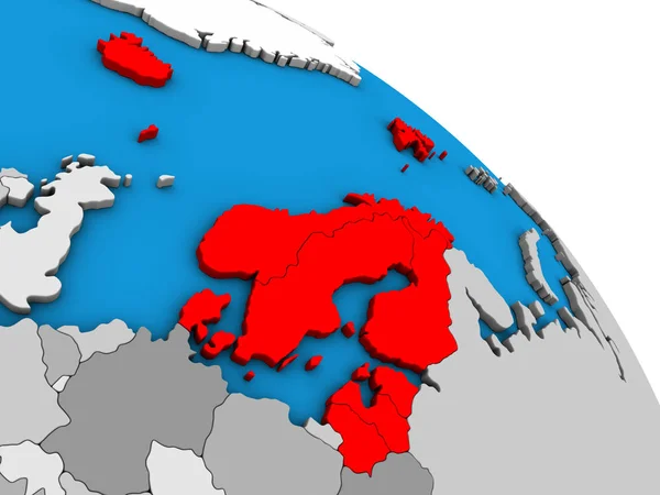 Norte Europa Simple Mundo Político Azul Ilustración — Foto de Stock