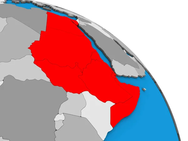 Nordöstra Afrika Enkla Blå Politiska Klot Illustration — Stockfoto