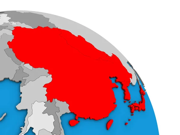 Восточная Азия Простом Голубом Политическом Глобусе Иллюстрация — стоковое фото