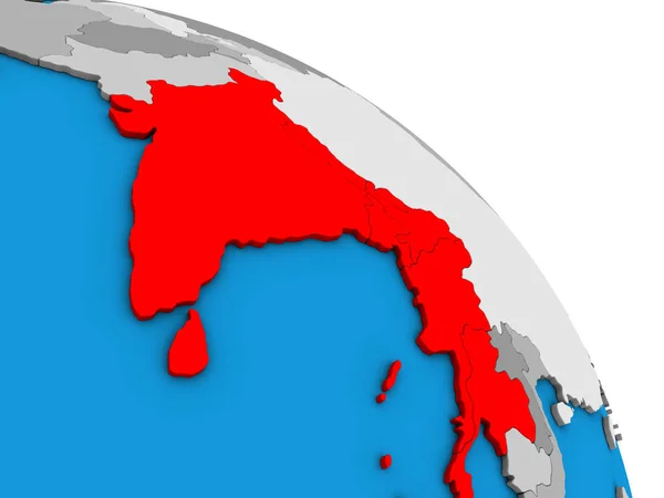 Bimstec Medlemsstaterna Enkla Blå Politiska Klot Illustration — Stockfoto