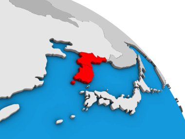 Kore basit mavi siyasi 3d dünya üzerinde. 3D çizim.