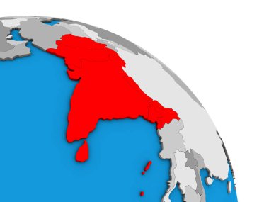 SAARC üyesi Birleşik basit mavi siyasi 3d dünya üzerinde. 3D çizim.