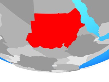 Sudan basit siyasi dünya üzerinde. 3D çizim.