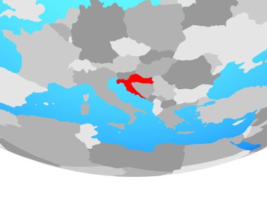 Hırvatistan basit siyasi dünya üzerinde. 3D çizim.