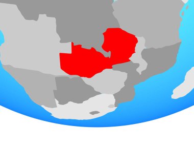Zambiya basit siyasi dünya üzerinde. 3D çizim.