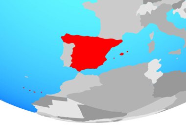 İspanya basit siyasi dünya üzerinde. 3D çizim.