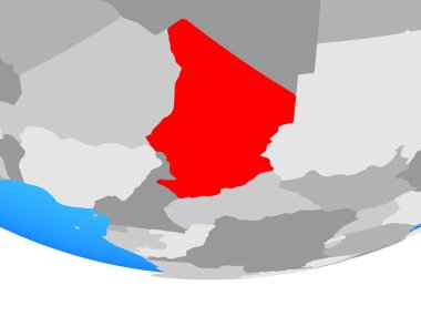 Chad basit siyasi dünya üzerinde. 3D çizim.