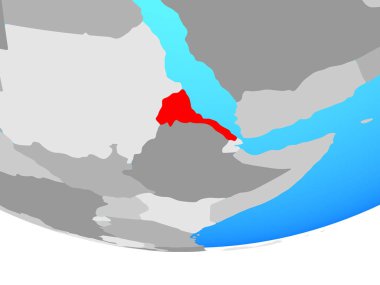 Eritre basit siyasi dünya üzerinde. 3D çizim.