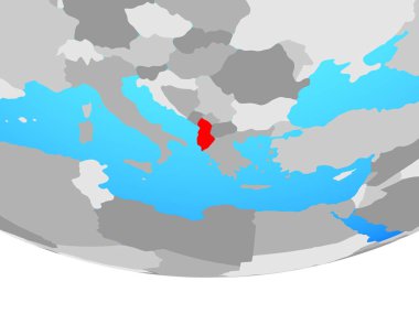 Arnavutluk basit siyasi dünya üzerinde. 3D çizim.