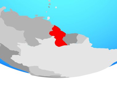 Guyana basit siyasi dünya üzerinde. 3D çizim.