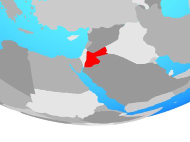 Jordan basit siyasi dünya üzerinde. 3D çizim.