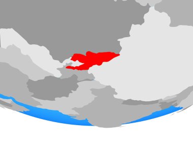 Kırgızistan basit siyasi dünya üzerinde. 3D çizim.