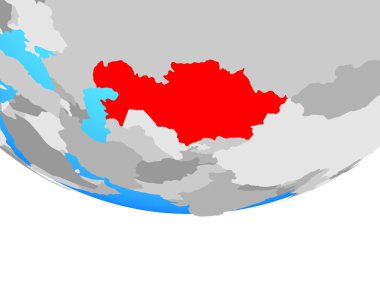 Kazakistan basit siyasi dünya üzerinde. 3D çizim.