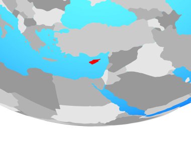 Kıbrıs basit siyasi dünya üzerinde. 3D çizim.