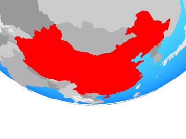 Çin basit siyasi dünya üzerinde. 3D çizim.