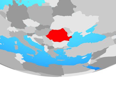 Romanya basit siyasi dünya üzerinde. 3D çizim.