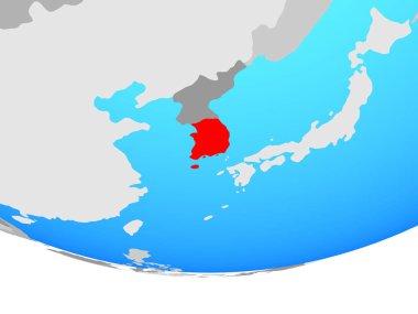 Güney Kore basit siyasi dünya üzerinde. 3D çizim.