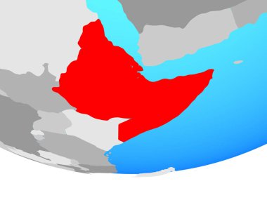 Afrika Boynuzu basit siyasi dünya üzerinde. 3D çizim.