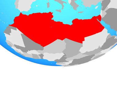 Kuzey Afrika basit siyasi dünya üzerinde. 3D çizim.