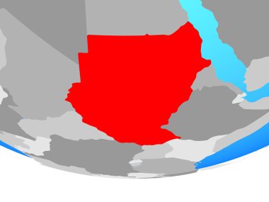 Sudan basit siyasi dünya üzerinde. 3D çizim.