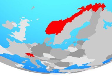 EFTA Ülkeleri basit siyasi dünya üzerinde. 3D çizim.