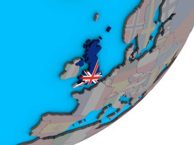 Amerika Birleşik Devletleri ulusal bayrak mavi siyasi 3d dünya üzerinde. 3D çizim.