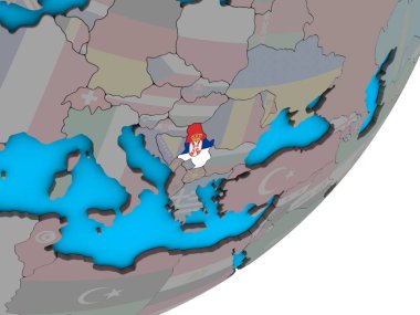Sırbistan Ulusal bayrak mavi siyasi 3d dünya üzerinde. 3D çizim.