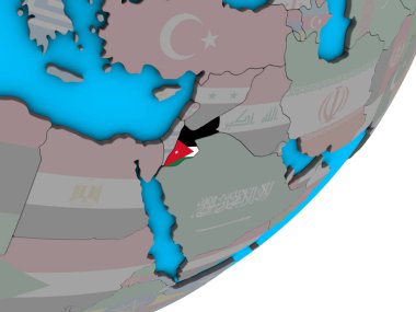 Ulusal bayrak mavi siyasi 3d Globe Jordan'la. 3D çizim.