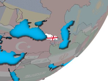 Gürcistan ile ulusal bayrak mavi siyasi 3d dünya üzerinde. 3D çizim.