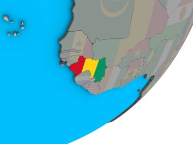 Ulusal bayrak mavi siyasi 3d Globe ile Gine. 3D çizim.