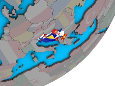 Mavi siyasi 3d dünya Ulusal bayrakları ile eski Yugoslavya. 3D çizim.