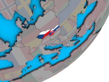Eski Çekoslovakya mavi siyasi 3d dünya Ulusal bayrakları ile. 3D çizim.