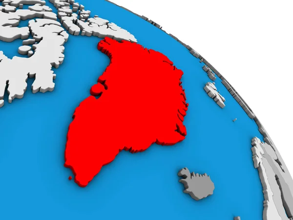 格陵兰在简单的蓝色政治3D — 图库照片