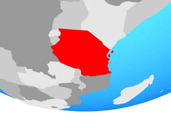 Танзанія Простий Політичних Земної Кулі Ілюстрація — стокове фото