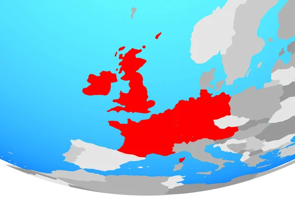 Europa Occidentale Sul Semplice Globo Politico Illustrazione — Foto Stock