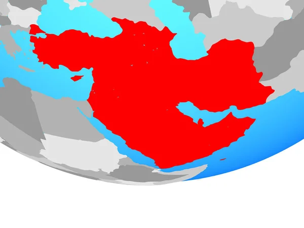 Asia Occidentale Semplice Globo Politico Illustrazione — Foto Stock